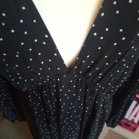 H&M Black Long Sleeve Dress  Polka Dots Size L - Picture 6 of 7